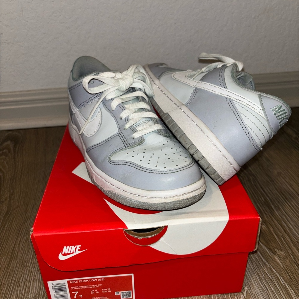 Nike Light Gray and White Low-Top Sneakers (Nike Dunk Grey Wolf)